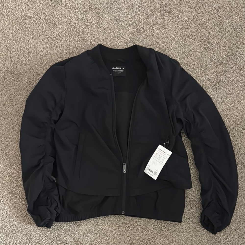 BNWT Black Athleta Women's Bomber Jacket
